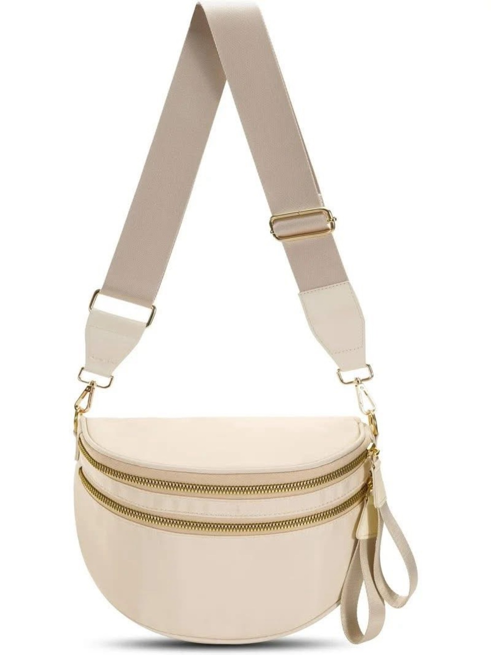 Neutral Beige Crescent Crossbody Bag - Women's Shoulder Bag